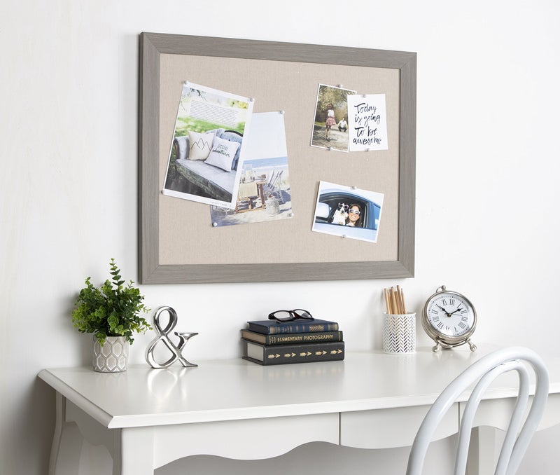 DesignOvation Beatrice Framed Linen Fabric Pinboard, 23x29, Gray - Image 4